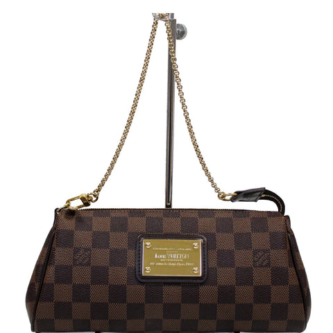 LOUIS VUITTON Pochette Eva Damier Ebene Clutch Bag Brown