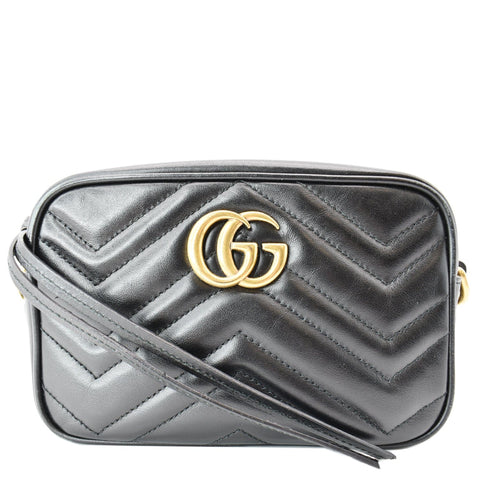 GUCCI GG Marmont Matelasse Mini Leather Crossbody Bag Black 448065
