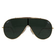 RAY-BAN RB3597 9050/71 Wings Gold Sunglasses Dark Green Lens