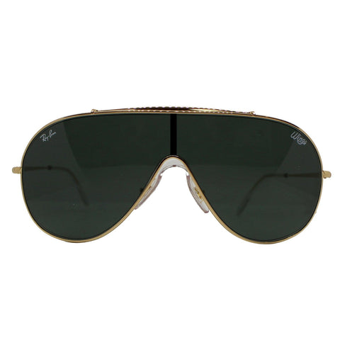 RAY-BAN RB3597 9050/71 Wings Gold Sunglasses Dark Green Lens