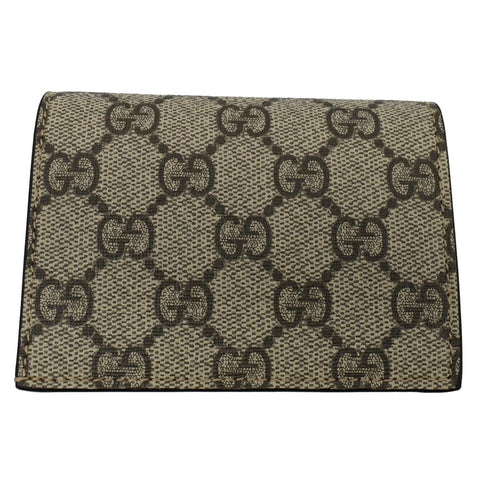 GUCCI Bosco Patch GG Supreme Canvas Card Case Wallet Beige 506277