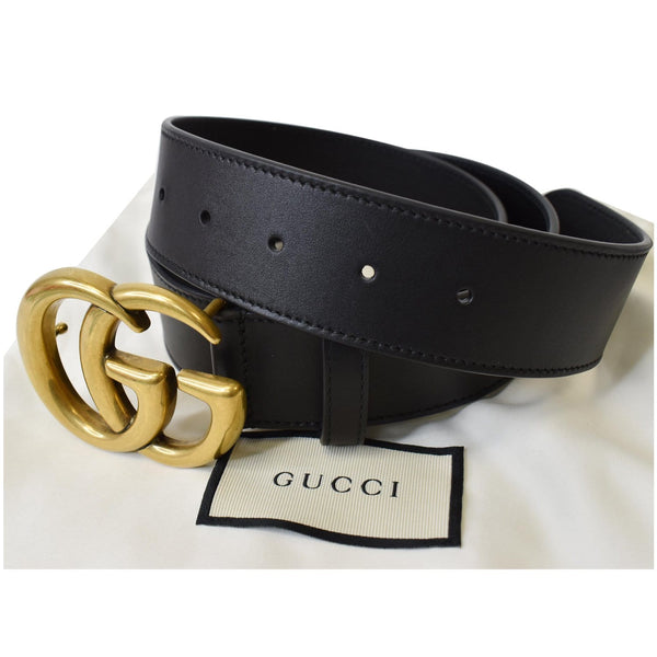 Gucci Double G Buckle Leather Belt Men Size 34