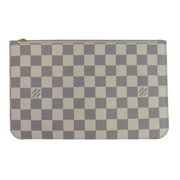 LOUIS VUITTON Pochette Wristlet Pouch Damier Azur Neverfull MM White