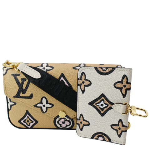 LOUIS VUITTON Felicie Strap & Go Pochette Monogram Canvas Crossbody Bag Arizona Beige