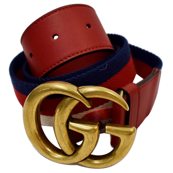 Gucci Web Double G Fabric/Leather Buckle Belt dallas designer