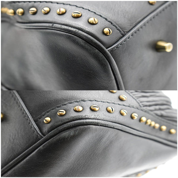 BURBERRY Studded Leather Satchel Bag Black