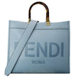 FENDI Sunshine Plexiglass Medium Leather Shopper Tote Bag Blue