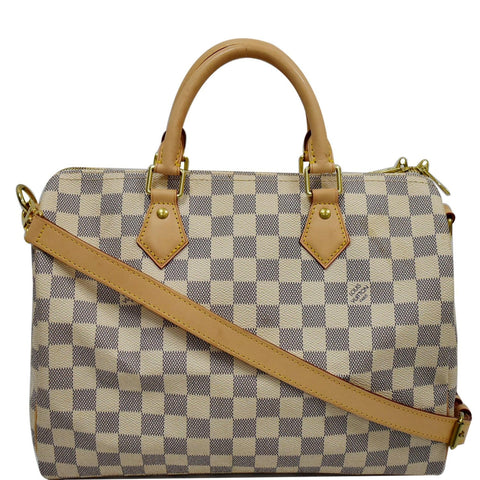 LOUIS VUITTON Speedy 30 Bandouliere Damier Azur Satchel Shoulder Bag White