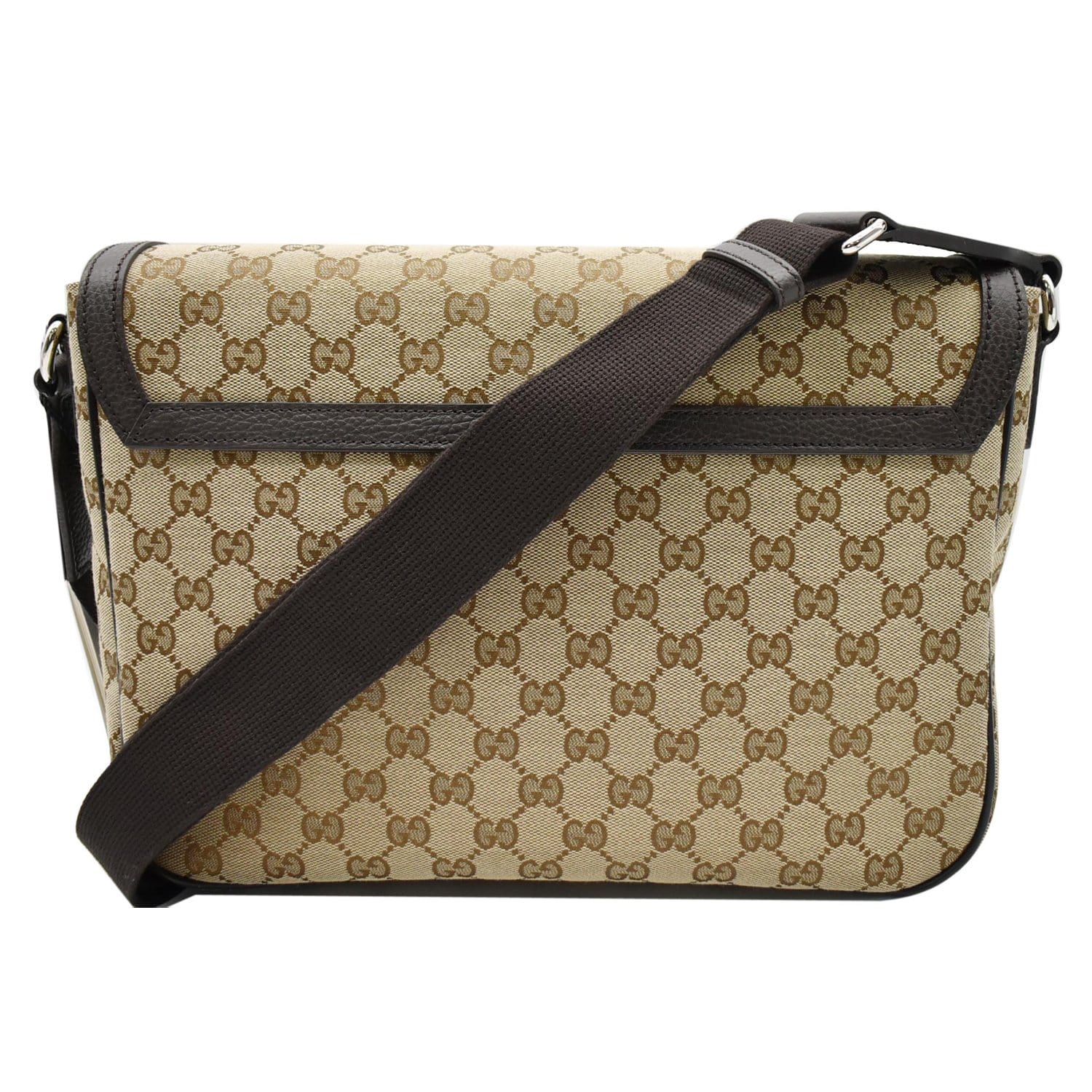 Gucci Double Buckle Messenger Bag GG Coated Canvas Medium Brown 21185313
