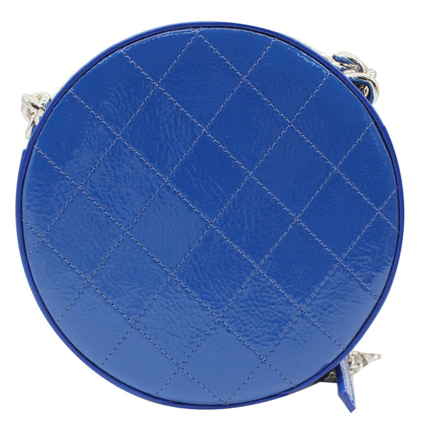 CHANEL Round as Earth Patent Leather Crossbody Bag Blue