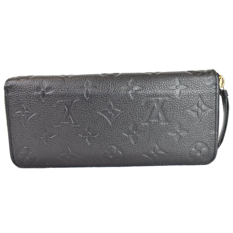 LOUIS VUITTON Clemence Empreinte Leather Wallet Black