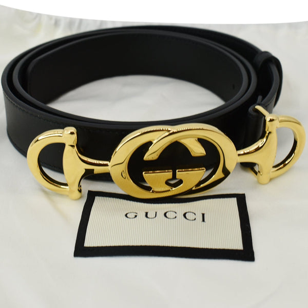 Gucci Horsebit Interlocking Leather Belt Black Size 95/38