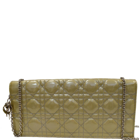 CHRISTIAN DIOR Quilted Patent Leather Lady Dior Clutch Bag Bronze - 25% OFF