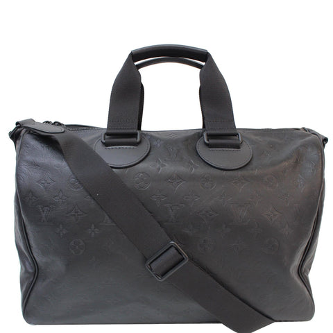 LOUIS VUITTON Speedy Bandouliere 40 Shadow Calf Leather Satchel Bag Black