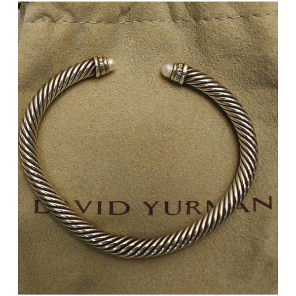 David Yurman Cable Sterling Silver Pearl Bracelet Women