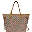 LOUIS VUITTON Neverfull MM Tahitienne Damier Azur Shoulder Bag Pink