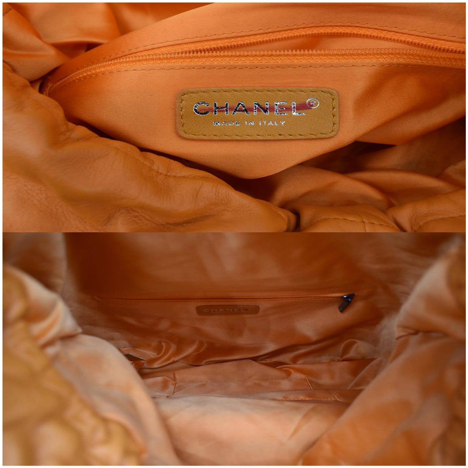 Chanel Vintage Classic Double Flap Lambskin Large Bag in Orange