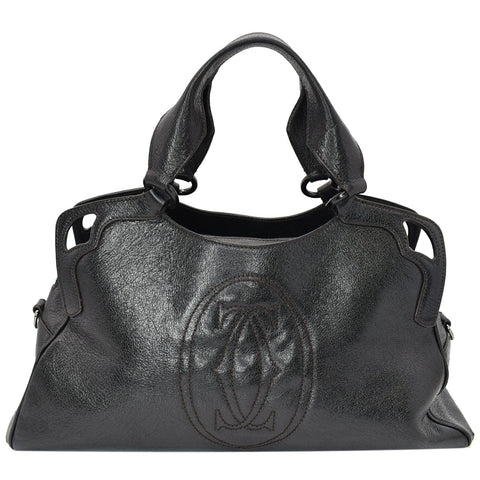 CARTIER Marcello de Cartier Leather Large Shoulder Bag Black