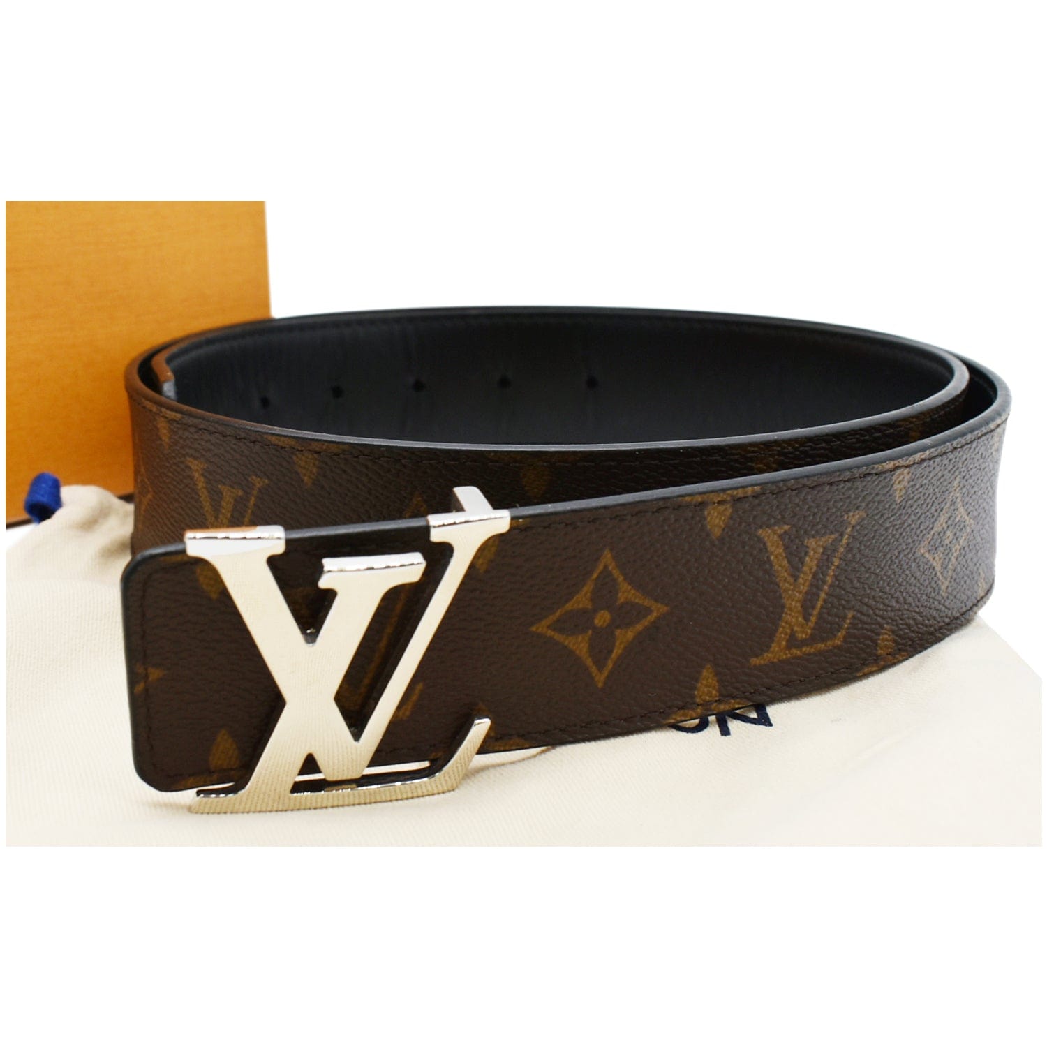 Louis Vuitton Belt Centure LV Initial Brown Black Silver Monogram