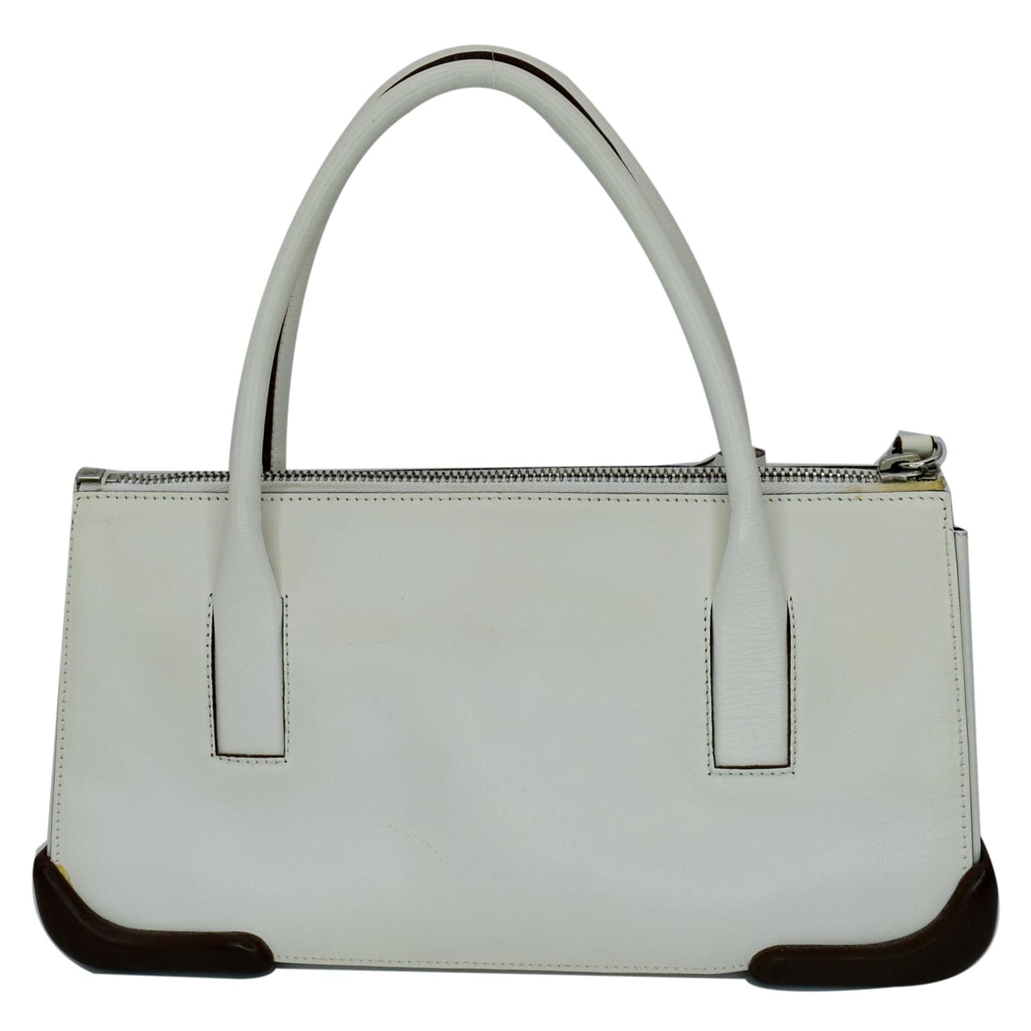 PRADA Leather Top Handle Bag White -10% OFF