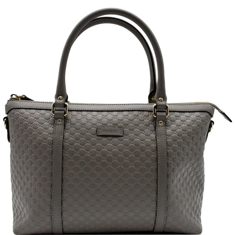 GUCCI Convertible GG Microguccissima Leather Satchel Bag Grey 449656