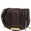 SALVATORE FERRAGAMO Rosette Leather Chain Crossbody Bag Chocolate Brown - Final Sale