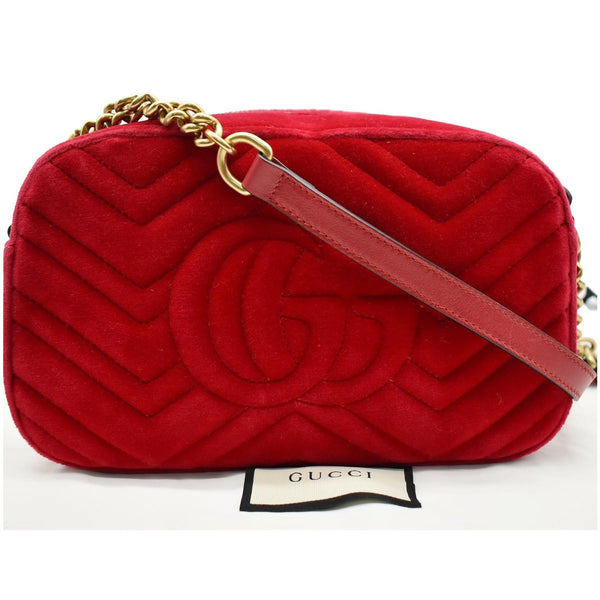 GUCCI GG Marmont Small Velvet Matelasse Crossbody Bag Red 447632