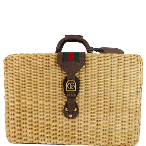 GUCCI Neutral Wicker suitcase Tan 524239 - Final Sale