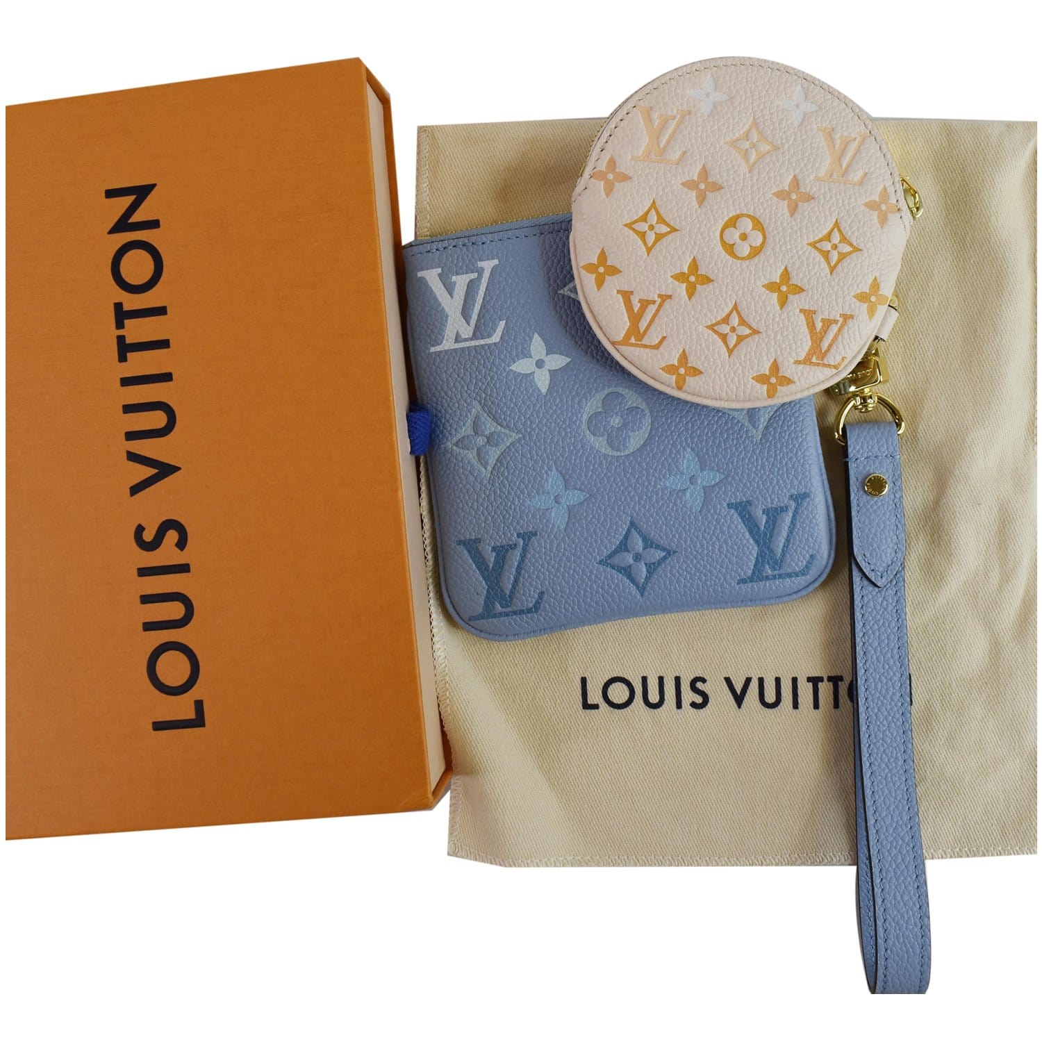 LOUIS VUITTON Monogram Empreinte Pool Trio Pouch Bag Summer Blue/Cream