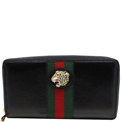 GUCCI Rajah Zip Around Leather Wallet Black 573791