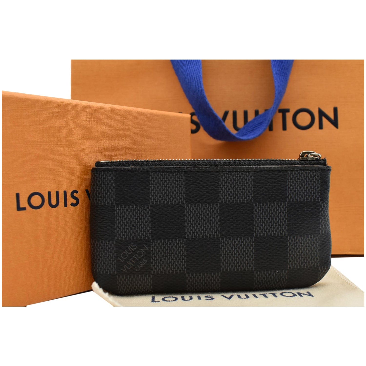 Louis Vuitton Pochette Key Cles Damier Graphite Coin Case