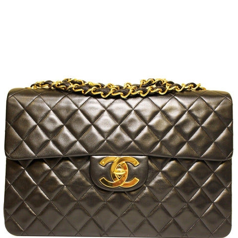CHANEL Classic Flap XL Maxi Jumbo Quilted Lambskin Shoulder Bag Black