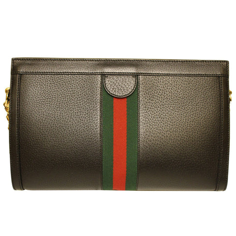GUCCI Ophidia GG Medium Leather Shoulder Bag Black 503876