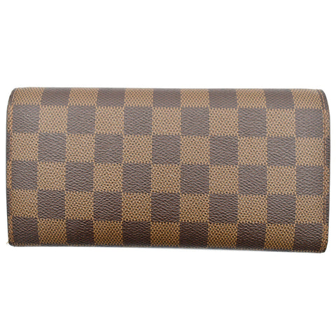 LOUIS VUITTON Emilie Damier Ebene Wallet Brown