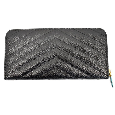 YVES SAINT LAURENT Matelasse Zip Around Wallet Black