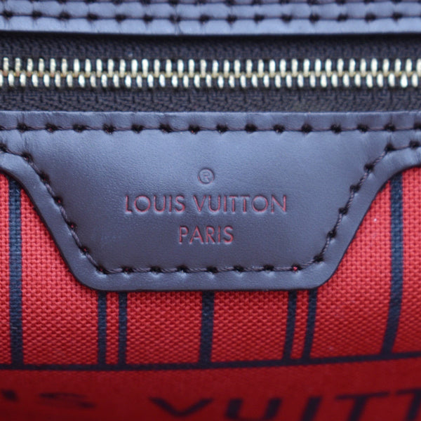LOUIS VUITTON Neverfull MM Damier Ebene Tote Bag Brown