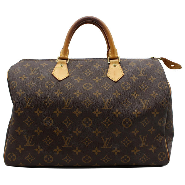 LOUIS VUITTON Speedy 35 Monogram Canvas Satchel Bag Brown