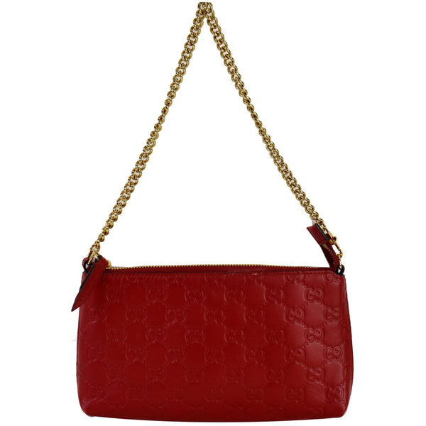 GUCCI Guccissima Leather Chain Wallet Clutch Bag Red 428449
