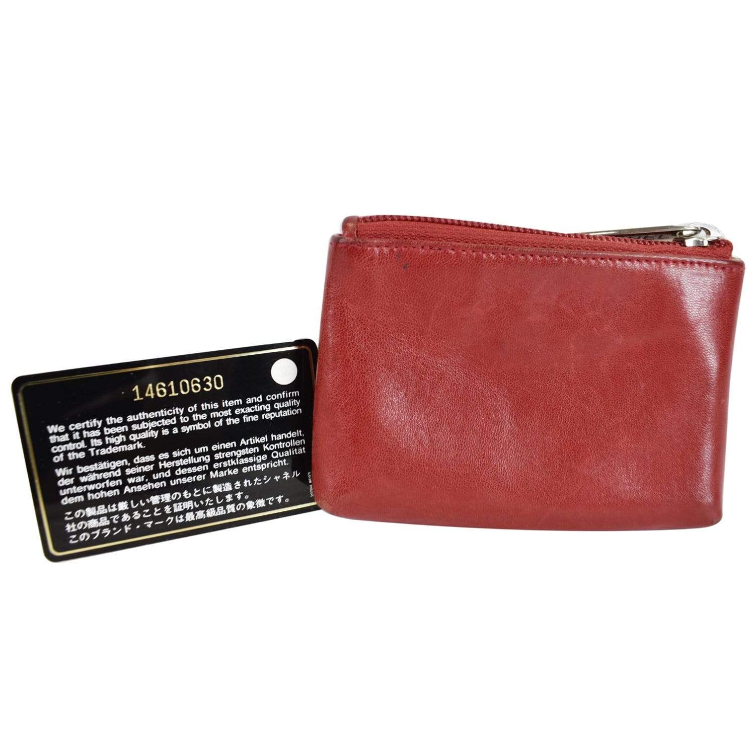 Burberry Bright Red D-ring Leather Pouch with Zip Coin Case