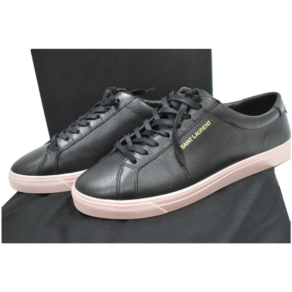 YVES SAINT LAURENT Court Classic Perforated Leather Sneakers Black Size 39