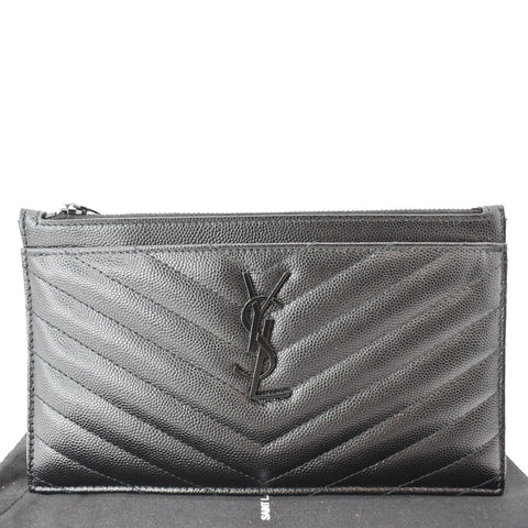 Yves Saint Laurent Matelasse Bill Grain De Poudre Zip Pouch