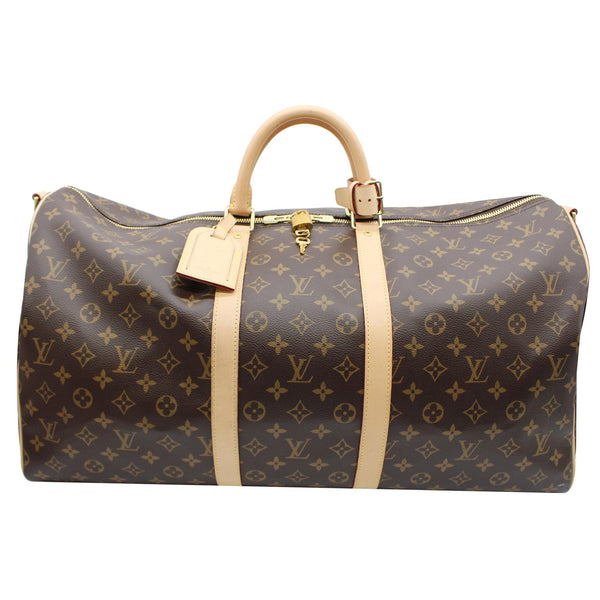 LOUIS VUITTON Keepall 55 Bandouliere Monogram Canvas Travel Bag Brown