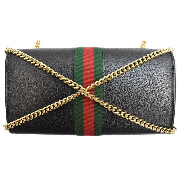 GUCCI Ophidia GG Web Leather Wallet On Chain Bag Black 546592