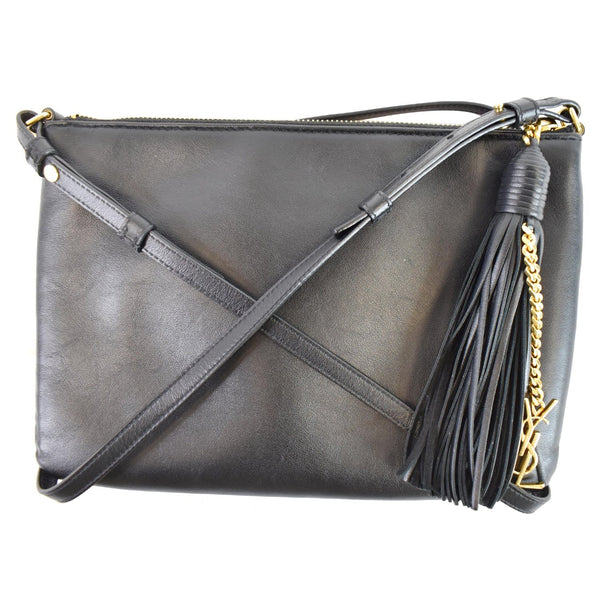 YVES SAINT LAURENT Teen Monogram Calfskin Leather Crossbody Bag Black