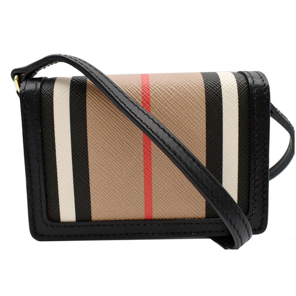 BURBERRY Jessie Icon Stripe E-Canvas Monogram Crossbody Card Case Beige