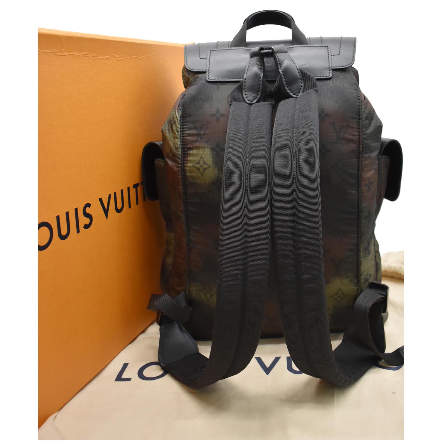 LOUIS VUITTON Christopher PM Camouflage Nylon Monogram Backpack Bag Bl