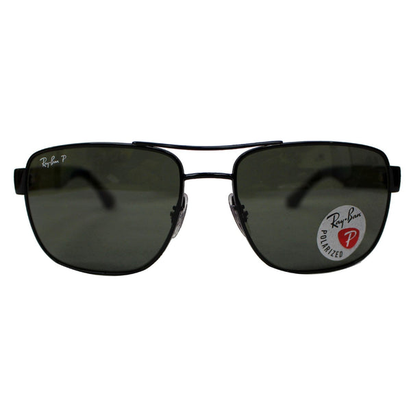 RAY-BAN RB3530 002/9A 58 Sunglasses Polished Black / Green Polarized Lens