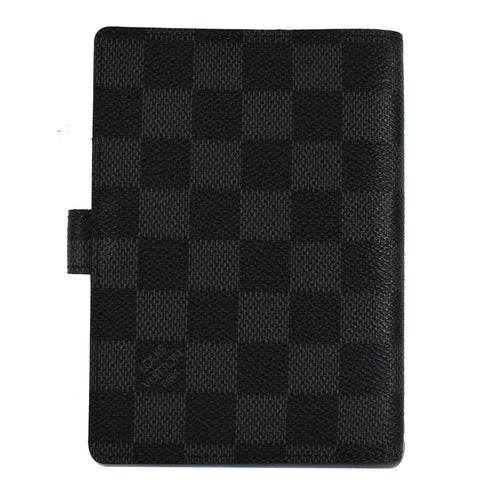 LOUIS VUITTON Damier Graphite I Rue Scribe Small Ring Agenda Cover Black