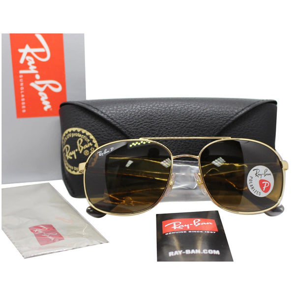 Ray-Ban Sunglasses RB3593 001/83 58 Gold Frame Brown Polarized Lens