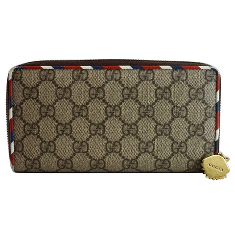 GUCCI Courrier GG Supreme Canvas Zippy Wallet Beige 473909